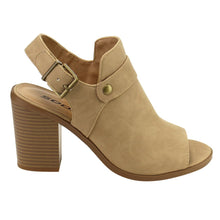 Soda Women's Slingback Stacked Chunky Heel Peep Toe Bootie