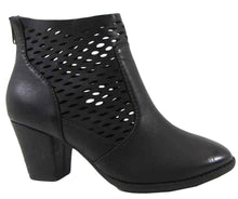 City Classified Women's Miami Perforated Laser Cut Chunky Heel Bootie