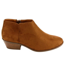 Soda Women's Round Toe Faux Suede Stacked Heel Western Ankle Bootie