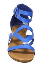 Breckelles Women's Ruby-61 Strappy Synthetic Flats Gladiator Back Zipper Sandals