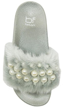 Betani Women's Embellished Faux Fur Pearl Slipper Slide Sandal