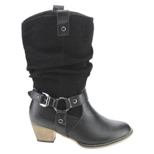 Refresh AD44 Women's Western Cowgirl Pull On Block Heel Slouchy Mid Calf Boots
