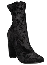 Cape Robbin Women Velvet Mid-Calf Pointy Toe Circular Chunky Heel Boot
