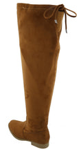 Top Moda Women's Over the Knee Drawstring Stretch Flat Block Heel Boot