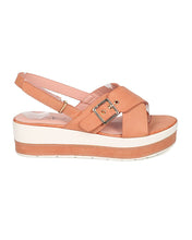 Women Leatherette Platform Wedge Sandal - Two Tone Wedge - Slingback Heel Sandal - GH62 By Nature Breeze