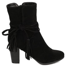 Breckelle's Women's Wrap Around Tassel Western Chunky Stacked Heel Ankle Bootie