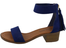 Top Moda Women's Tassel Fringe Zip Back Block Heel Sandal