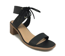 City Classified Women's Dress Sandal Chunky Heel Over Toe & Ankle Wrap Tie Front Strap