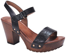 Nature Breeze Women's Snake Print Embossed Strappy Chunky Platform Heel Sandal
