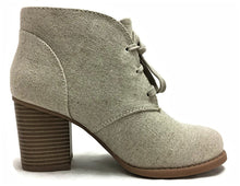 Delicious by Soda Women's Ripley Sueded Lace Up Chunky Stacked Heel Ankle Bootie
