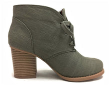Delicious by Soda Women's Ripley Sueded Lace Up Chunky Stacked Heel Ankle Bootie