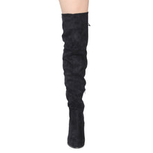 Qupid Zinc-01 Women's Lace Up Back Stretchy Over The Knee Stacked Chunky Boots