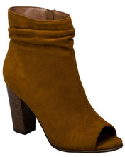 Breckelle's Women's Slouchy Stacked Chunky Heel Peep Toe Bootie