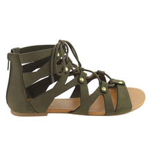 Soda Women's Open Toe Lace Up Strappy Ankle Flat Sandals