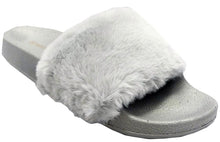 Wild Diva Women's Faux Fur Flip Flop Slide Flat Sandal