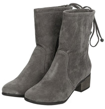 Breckelle's Women's Closed Toe Back Tie Drawstring Mid-Calf Block Heel Boot