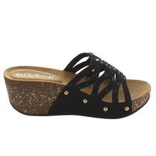 Refresh IF01 Women's Cutout Stud Rhinestone Slide In Wedge Sandal