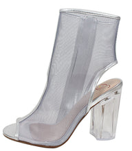 Delicious Women's Ope Toe Mesh Block Chunky Clear Perspex Heel Ankle Boot Bootie