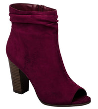 Breckelle's Women's Slouchy Stacked Chunky Heel Peep Toe Bootie