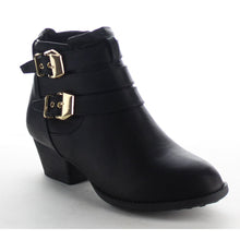 Top Moda Cl-14 Women's Buckle Straps Stacked Low Heel Ankle Booties