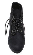 Bella Marie Goldie-21 Women's almond toe platform lace up chunky heel ankle high suede booties