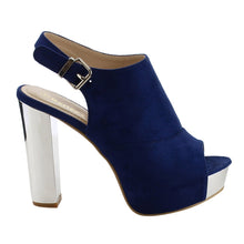 Reneeze AF75 Women's Platform Slingback Ankle Strap Metallic Block Heels