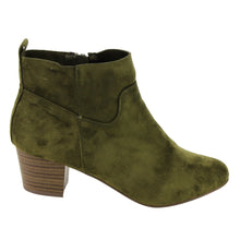 Breckelles GK54 Women Faux Suede Round Toe Chunky Heel Ankle Bootie