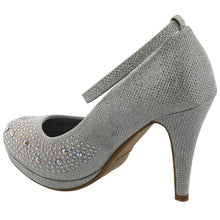 Top Moda Women's Embellished Rhinestone Ankle Strap Round Toe Pump