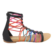 Women's Ankle High Elastic Gladiator Sandals Elastic Straps Flats
