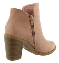 Top Moda Women's Closed Toe Side Zipper Chunky Stacked Block Heel Ankle Bootie