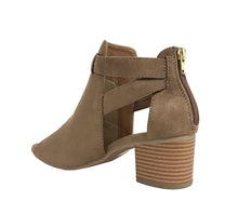 City Classified Women's Cutout Side Strap Mid Black Chunky Heel Fashion Ankle Bootie Boots