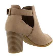 Top Moda Women's Peep Toe Cut Out Chunky Stacked Block Heel Ankle Bootie
