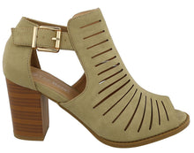 Top Moda Women's Side Cutout Stacked Chunky Heel Peep Toe Bootie