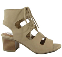 City Classified Women's Cutout Lace Up Stacked Chunky Heel Sandal