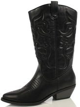 Soda Women's Reno Western Cowboy Pointed Toe Knee High Pull On Tabs Boots