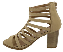 Top Moda Women's Cutout Zip Back Stacked Chunky Heel Sandal