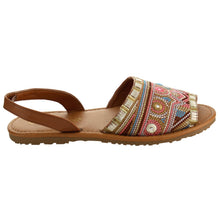 Nature Breeze FI12 Women's Slip On Embroidered Peep Toe Flat Sandals