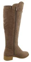 Top Moda Women's Buckle Zipper Over the Knee Riding Low Flat Heel Boot
