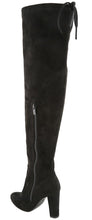 Top Moda Women's Over The Knee Thigh High Adjustable Lace Back Stacked Chunky Heel Boot