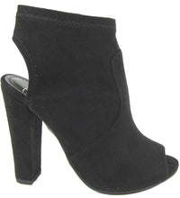 Delicious Peep Toe Open Back Heel Stacked Platform Chunky Heel Bootie