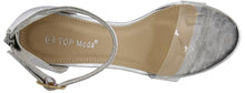 Top Moda Women's Clear Ankle Strappy Chunky Lucite High Heel Back Zip Sandal