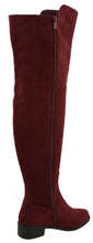 Top Moda Women's Closed Round Toe Zipper Low Heel Over the Knee Boot