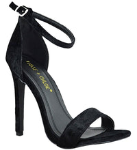 Chase & Chloe Women's Crushed Velvet Strappy Heeled Sandal