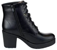 Refresh Footwear Women's Lace-Up Combat Chunky Stacked Heel Ankle Bootie