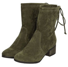 Breckelle's Women's Closed Toe Back Tie Drawstring Mid-Calf Block Heel Boot