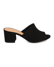 Women Faux Suede Chunky Heel Mule - Casual, Everyday, Dressy - Peep Toe Pump - GC40 By Wild Diva