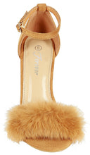 Fluffy Feather Furry Strap High Heel Open Toe Dress Sandal