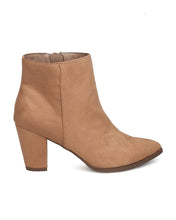 Breckelles GA93 Women Faux Suede Pointy Toe Chunky Heel Bootie