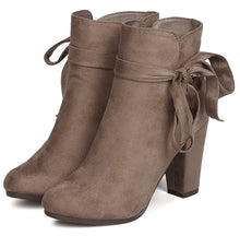Breckelle's Women's Wrap Around Bow Chunky Stacked Wrapped Heel Ankle Bootie