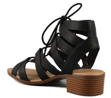 City Classified Mousse Strappy Lace Up Low Heel Sandal